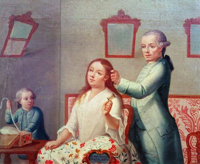 Een Spaanse man en zijn raszuivere Mexicaanse vrouw, uit een serie over gemengde huwelijken in Mexico door Mexican School
